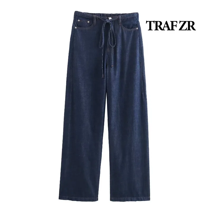 

TRAF ZR Jeans Women's Denim Baggy Pants Women 2024 Fashion Jeans Y2k Summer Vintage Minimalist Jeans Harajuku Vintage Jean