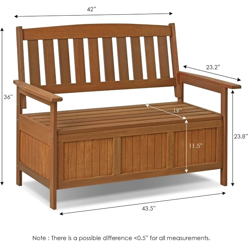 FURINNO Tioman Hardwood Patio Furniture Kent Bench Box，	23.2