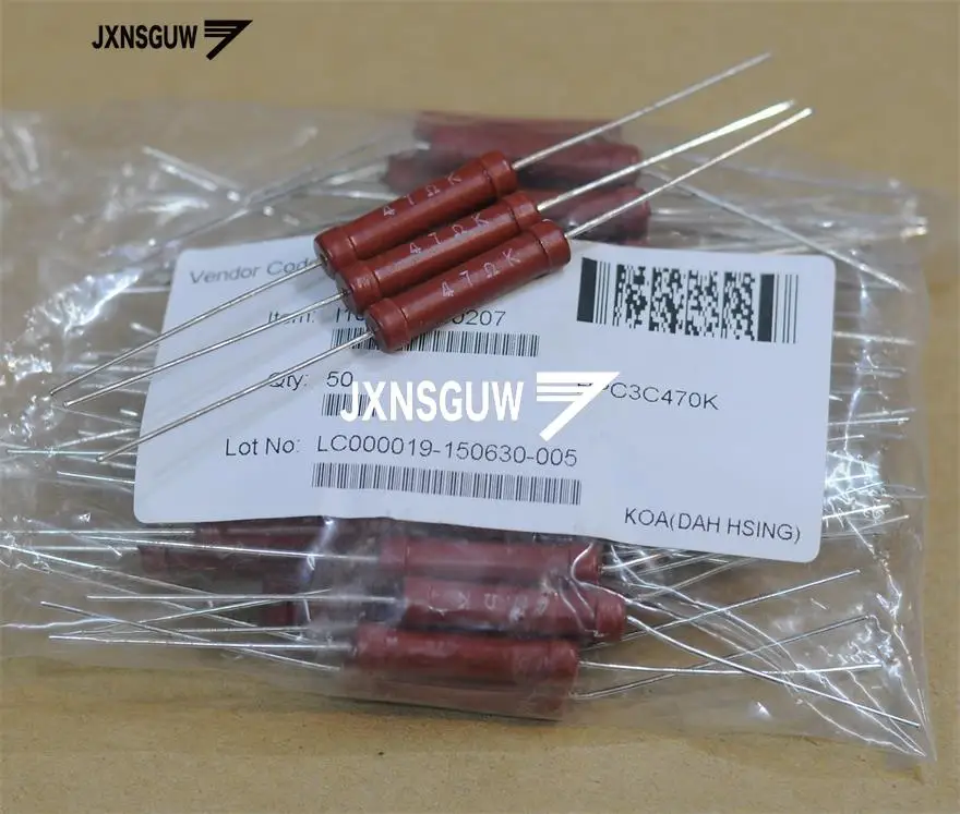 

10PCS NEW KOA 10% 3W47R 26X6MM Metal oxide film resistor 3W 47R Big Red robe fever Copper foot resistance 47R 3W 47ohm 47Ω