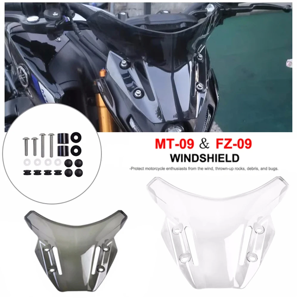 

Motorcycle Transparent Smoky Colored Windshield Accessories Suitable For Yamaha MT09 FZ09 2021-2023