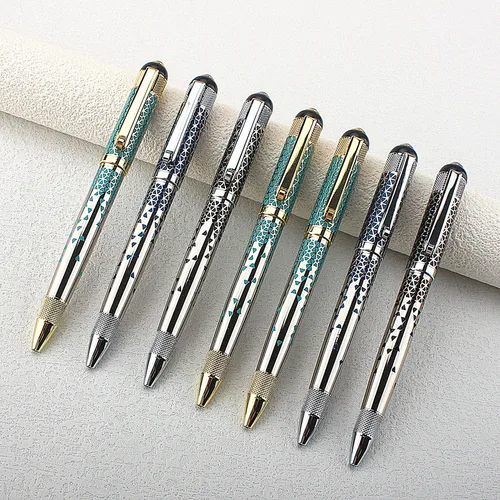 Bolígrafos de Metal de tacto pesado de lujo, punta retráctil de 0,7 MM, tinta de escritura, papelería giratoria, suministros escolares, bolígrafo