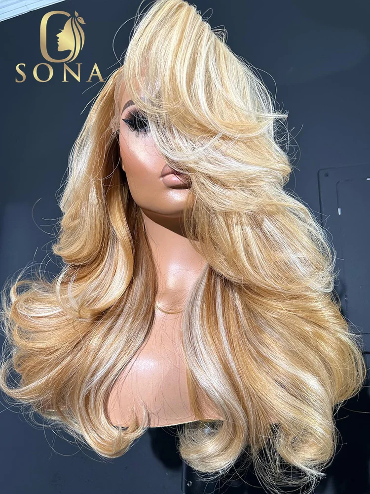 613# 27# Highlight HD Lace Front Wig Human Hair Wig For Woman 13x6 13x4 Lace Frontal Honey Blonde Lace Front Wig Body Wave Wig