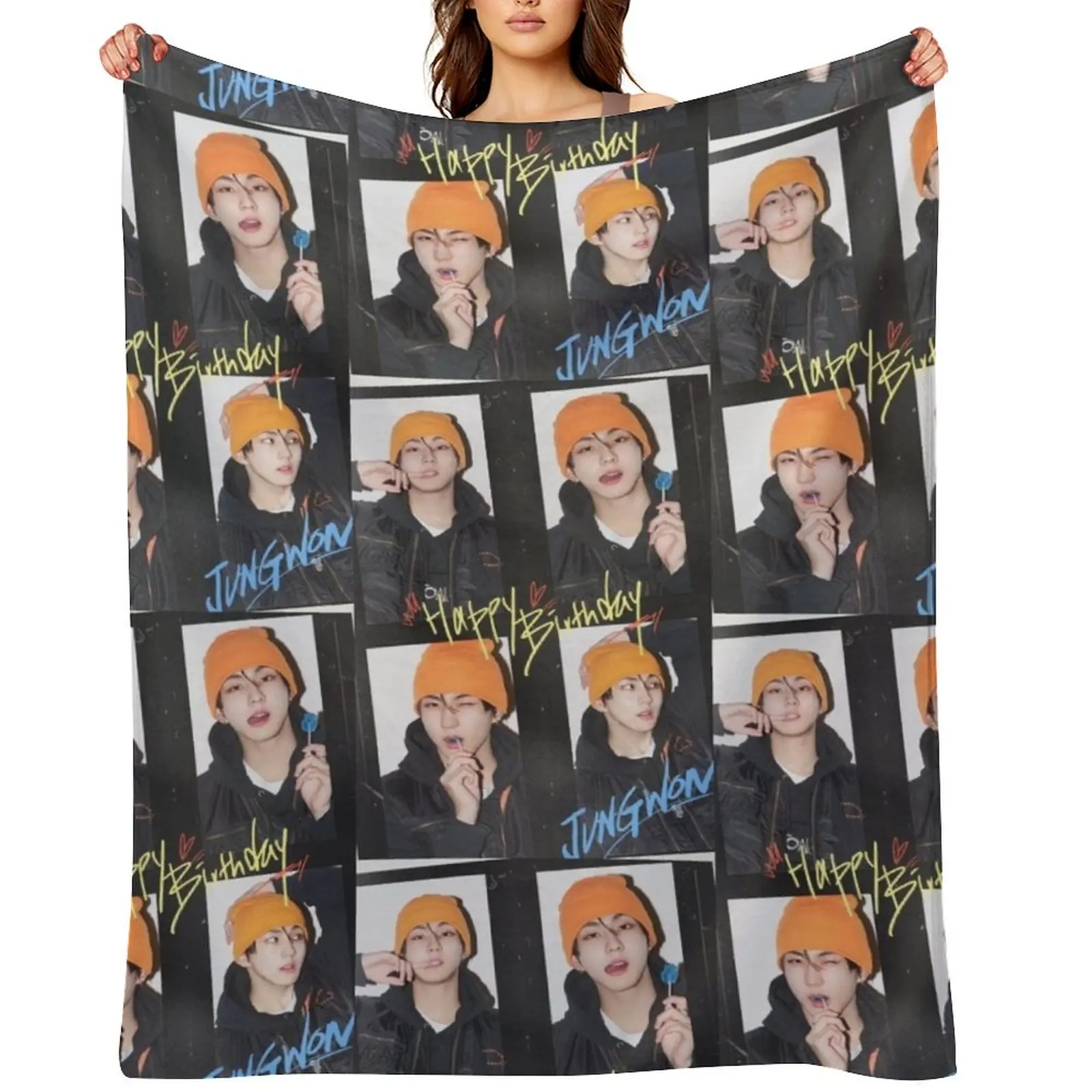 

JUNGWON birthday (KPOP) Throw Blanket Travel Camping Bed linens Vintage Blankets