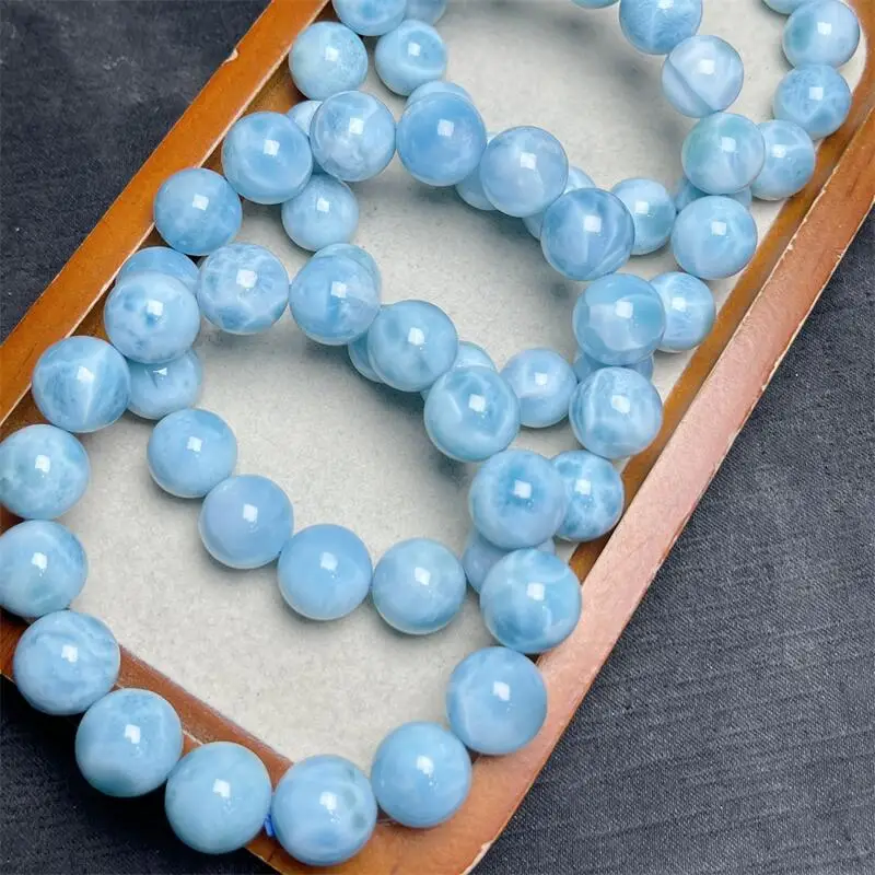 Natural Larimar Bracelet Handmade Crystal Quartz Jewelry Stretch Bangle Children Birthday Gift 1PCS 9/12/13MM