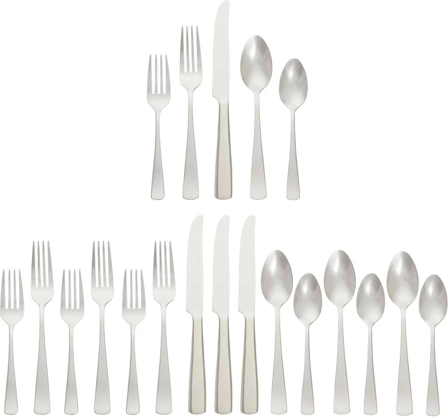 Basics 20-Piece Stainless Steel Flatware Set with Square , Service for 4, Silver