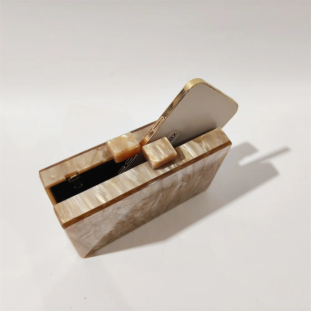 Marble Pearl Brown acrilico Box frizioni borsa a tracolla da donna estate Versatile piccola Mini borsa e borsa borsa da viaggio femminile con patta