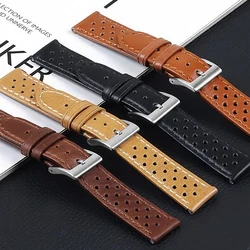 Breathable Watch Strap for Tag Heuer Genuine Cowhide Bracelet for Seiko Universal 22mm 20mm 18mm Leather Replacement Wristband