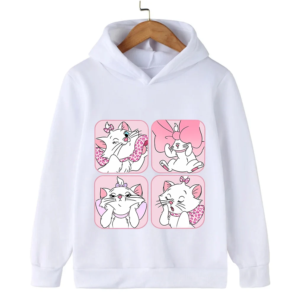 The Aristocats Children Hoodie Marie Pullover Fashion Kids Casual Clothes Kawaii Anime Sweatshirts for Girl Boy Cartoons Top