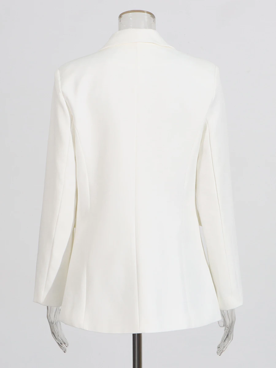 CHICEVER ソリッドスプライシング刺繍ブレザー女性のためのラペル長袖気質イブニングコートポケット女性のファッションスタイル