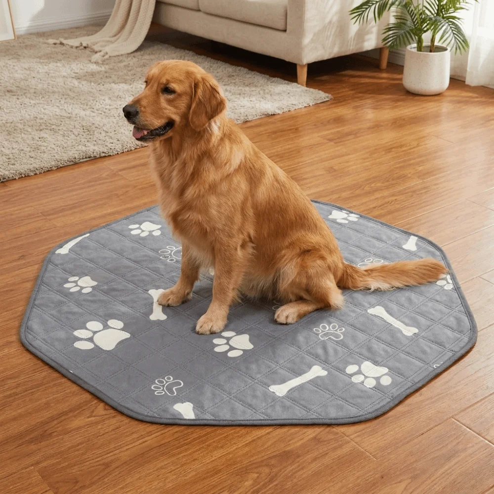 Pet Training Diaper Anti Slip Octagonal Dog Urine Pad Absorbent Washable Pet Diaper Mat Reusable Puppy Training Pad for Dog Cat