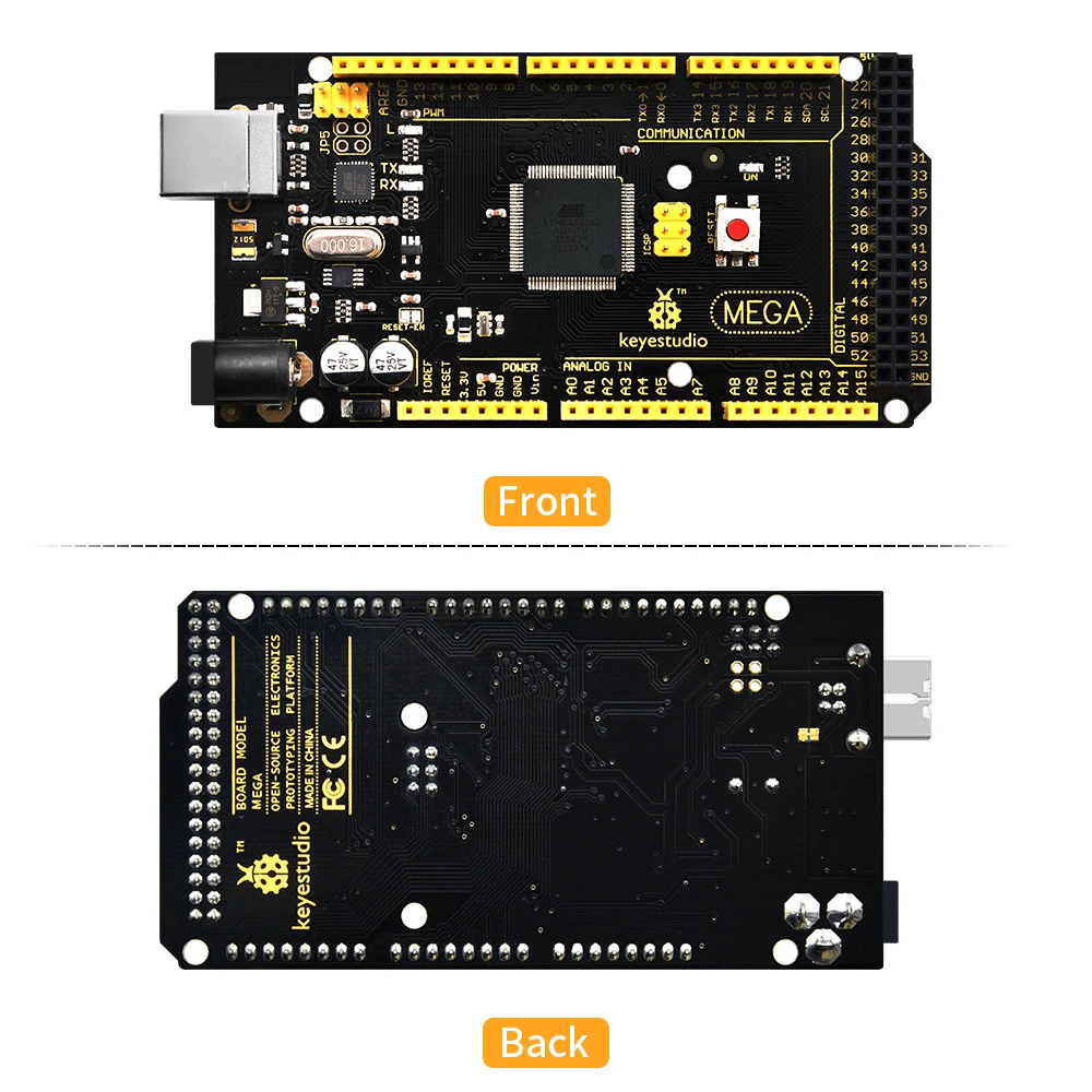 1 Uds Keyestudio Mega Development 2560 R3 placa + Cable USB + Manual para Arduino Mega