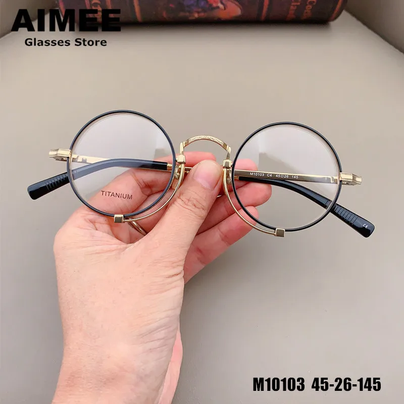 

Японские винтажные круглые очки в оправе, мужские брендовые дизайнерские титановые сверхлегкие очки, женские очки ручной работы M10103 Gafas