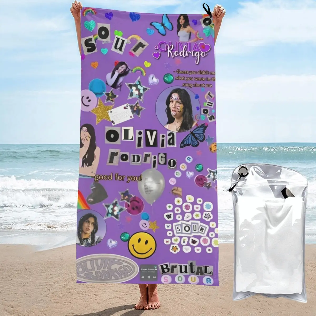 Olivia Vampire Rodrigos Sour Beach Towel Poncho Bathing Towels Cover-ups Quick Dry Sand Free Yoga Spa Gym Pool