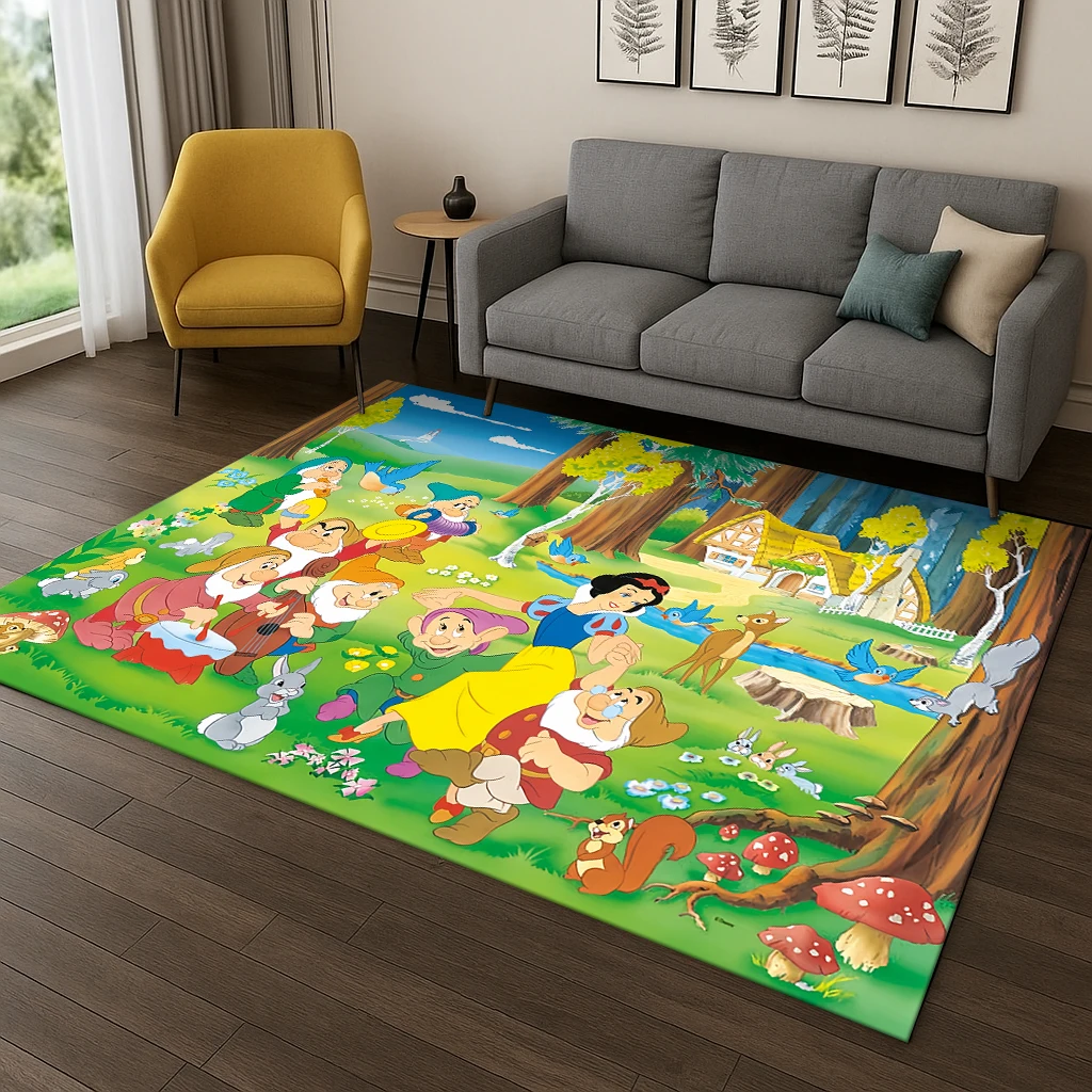 

Ковер Белоснежки принцессы с героями мультфильмов для дома, спальни, гостиной, дивана, коврика для двери, декор, детский ковер, игровой нескользящий коврик, подарок