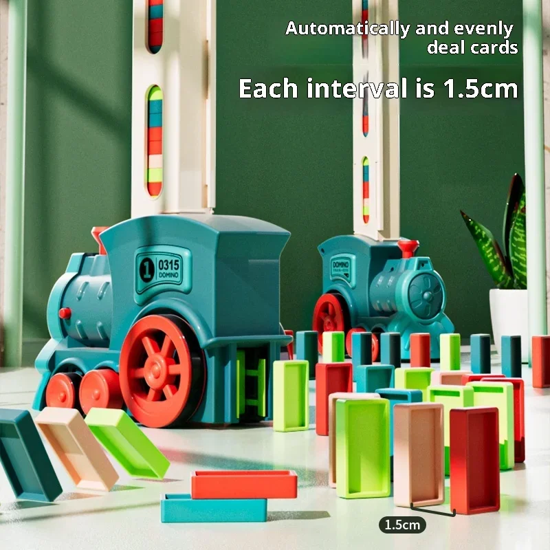 Nieuwe Domino Trein Automatische Legging Kleurrijke Domino Set Baksteen Blokken Kits Ouder-kind Spel Educatief Speelgoed Kid'S Verjaardagscadeau