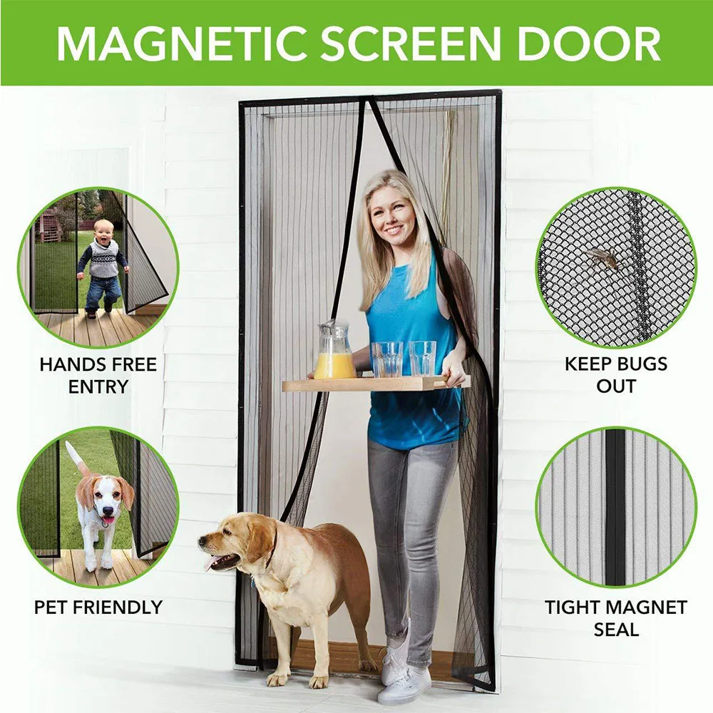 Automatic Closing Magnetic Mosquito Net Screen Door Curtain Curtain Summer Kitchen Anti Bug Fly Partition Curtain Magic Mesh