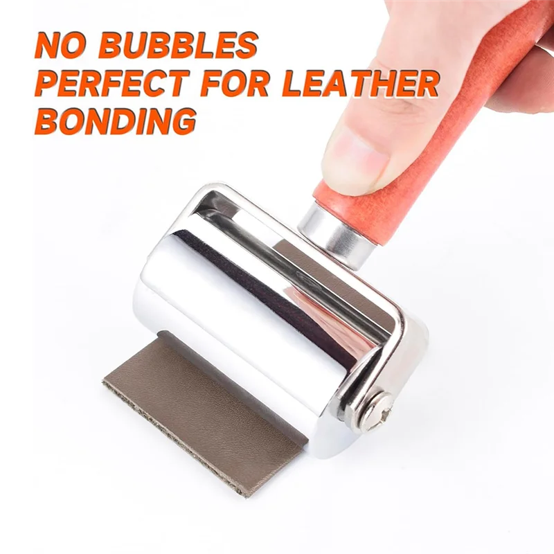 

A53Q-Leather Press Edge Roller Ролик для ламинирования клея для кожи со скребком (2,36 дюймов + 1 дюйм)