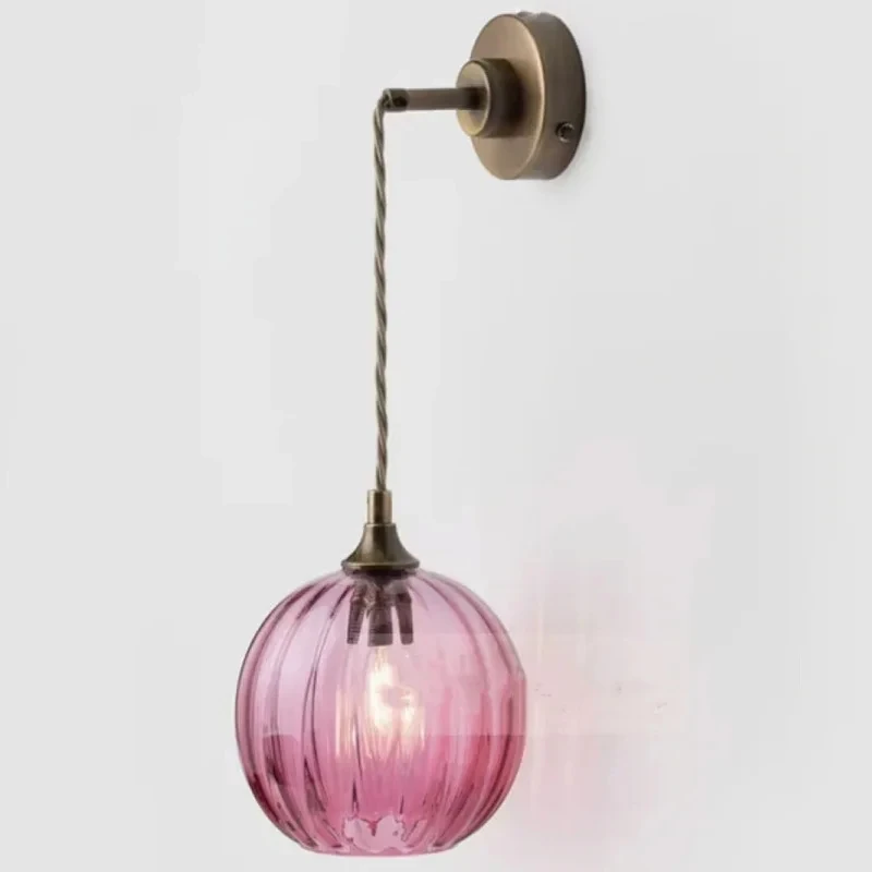 

Colored Glass Bedroom Bedside Wall Lamp Modern Living Room Background Corridor Decorate Lamp