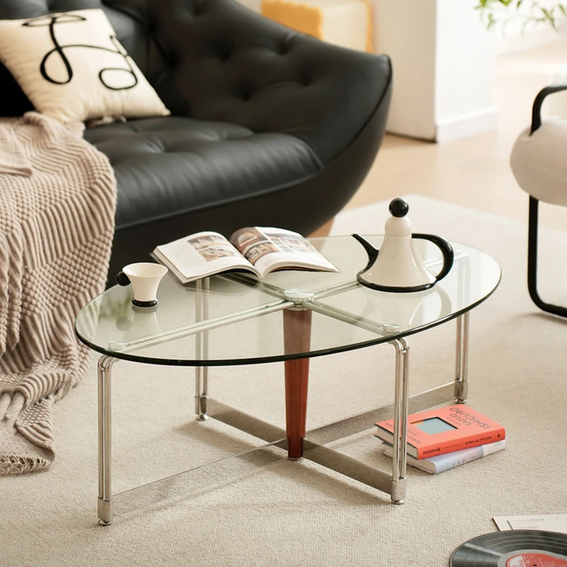 

Nordic retro glass coffee table living room home light luxury creative