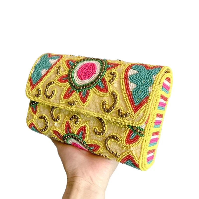 DOYUTIG marka damska żółta zroszony słonecznik Cluthes haft cekinowa torba Crossbody damska torba wieczorowa na wesele N033 — zdjęcie 5