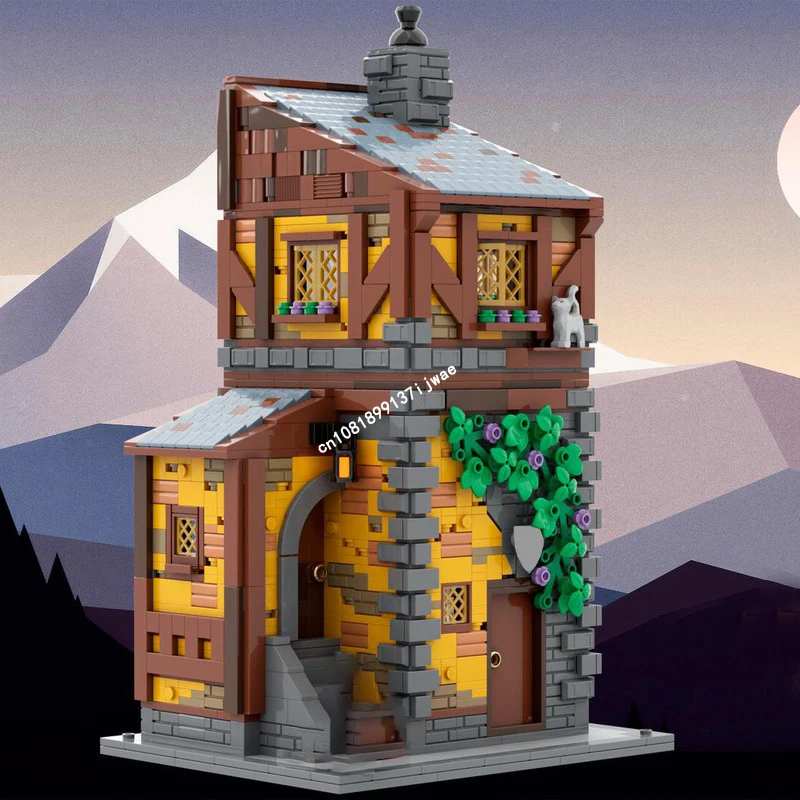 

New 1548Pcs Moc European Medieval Street View Tavern Building Blocks Model Diy Creative Ideas Kids Toys Birthday Christmas Gift