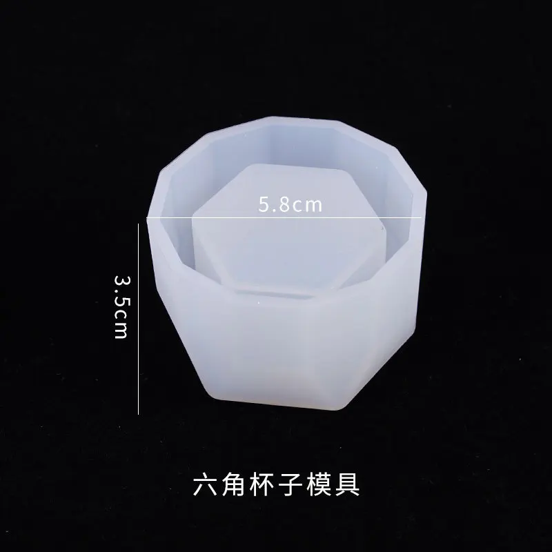2025 New Crystal Drip Mold Diy Succulent Mini Flower Pot Molds Christmas Hexagonal Cup Organizer Table Setting Silicone Mould