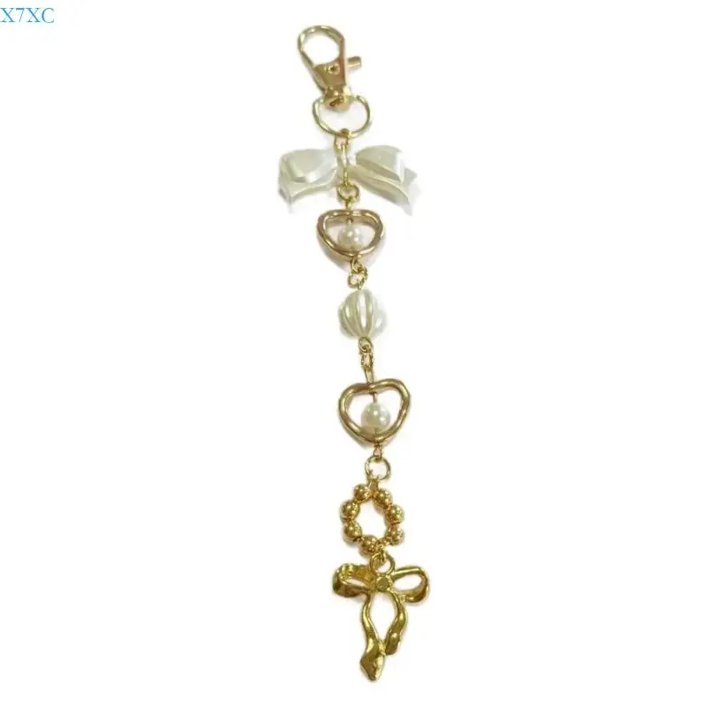 

X7XC Bows Keychain Elegant Bag Charm Aesthetic Bags Pendant Alloy Keyring for Women Handbags Backpacks Decoration