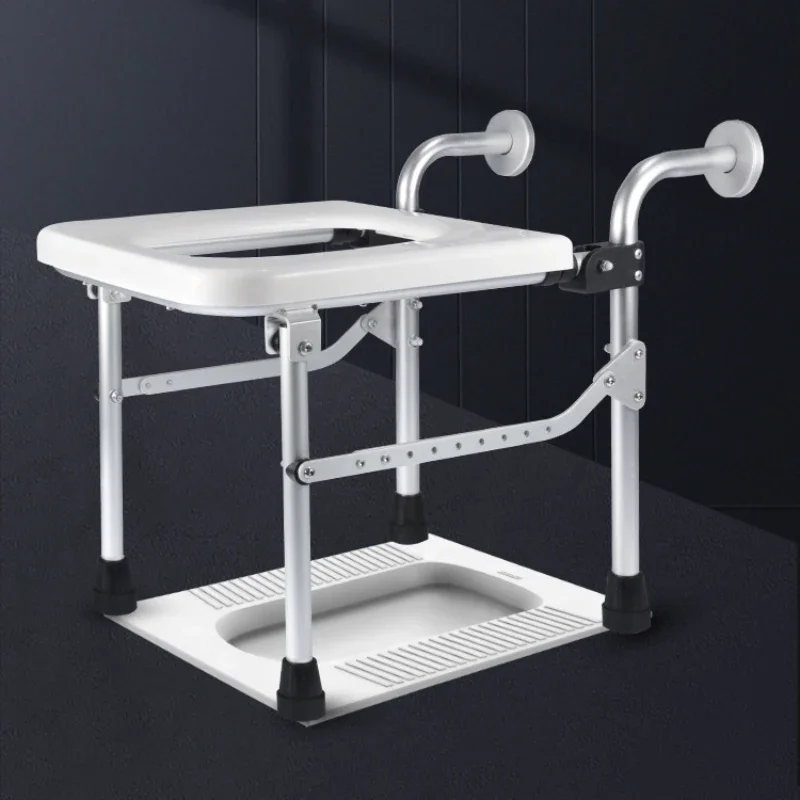 

Folding Wall-Mounted Maternity Squat Toilet - Aluminium Alloy Commode Multi-Functional for Elderly Shower Chair