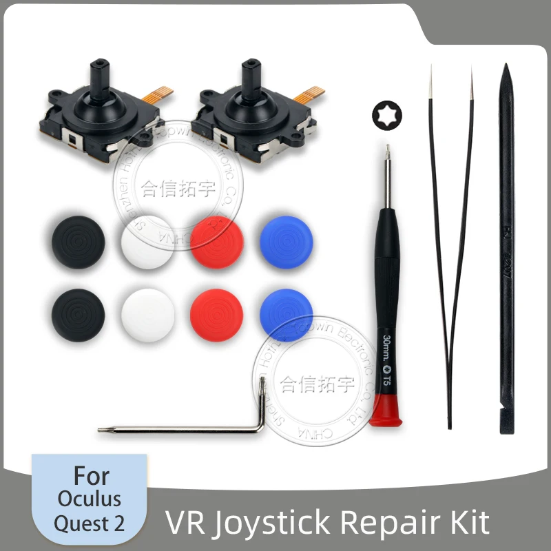 HOTHINK 14pcs/set Repair Kit 3D Joystick Thumb Stick Caps With T5 Screwdrivers for Oculus Meta Quest2 VR Controller