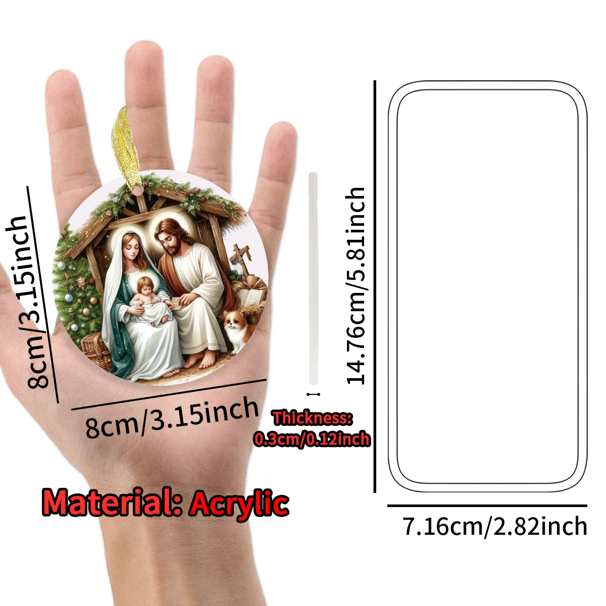 1pc Nativity Scene Acrylic Sign,Decorative Hanging Ornament Home Room Decor,Christian Gift for Friend,Christmas Tree Decorations