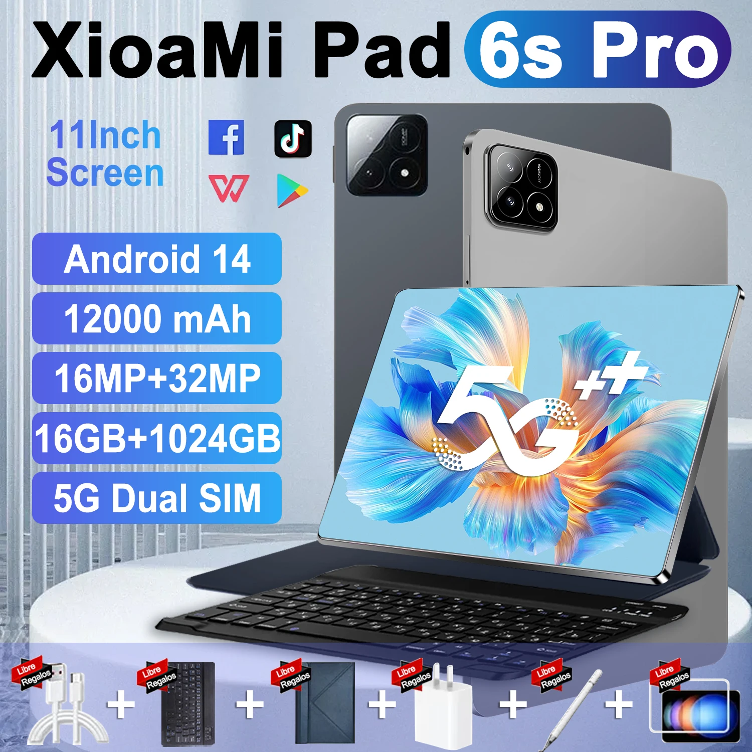 2024 Original Xioami Pad 6S Pro Tablet Android14 Snapdragon888 11Inch HD 16GB+1TB 12000mAh 5G Dual SIM Bluetooth WiFi GPS Tables