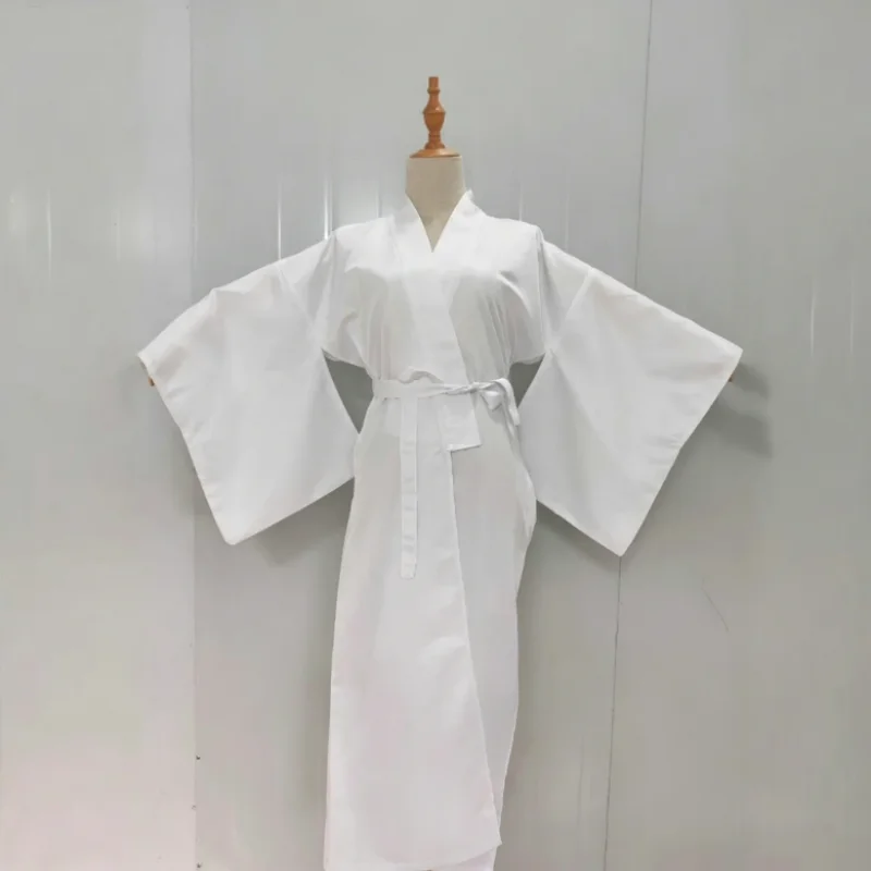 Japanese Solid Color Traditional Kimono Women Yukata Kimono Bottom Lining With Belt Haori Intimate Length Sleeves Robe
