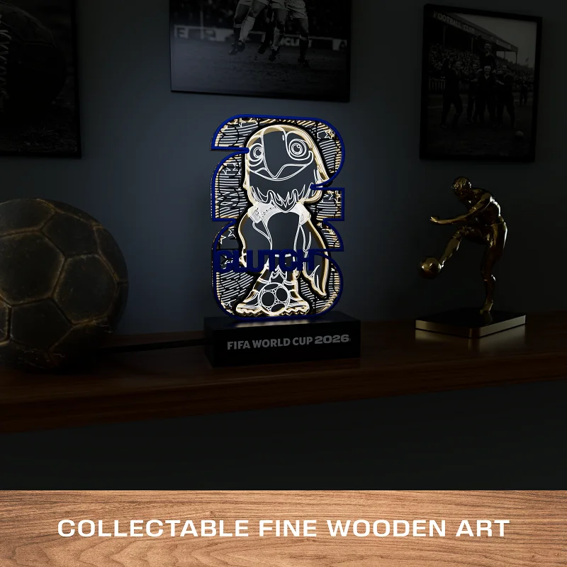 FIFA World Cup Clutch Mascot Theme Night Light Wooden Materials Bedside Home Decoration Unique Football Fans Souvenirs Present view 6