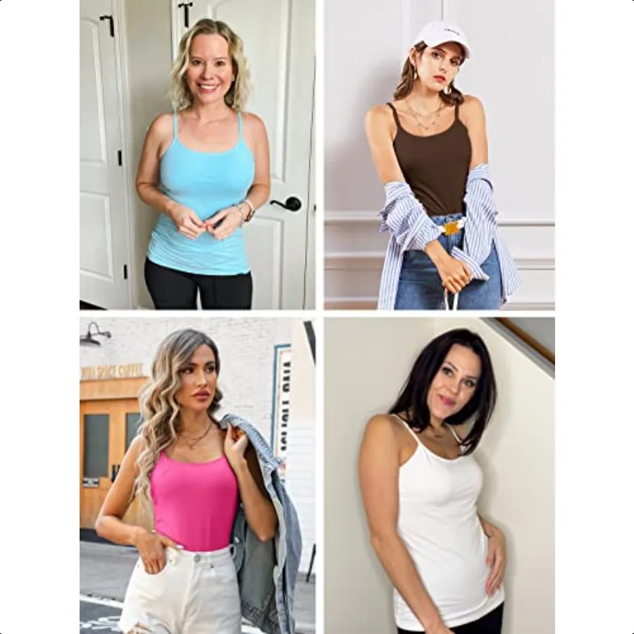 V FOR CITY ผู้หญิงชั้นวาง Bra Camisole Tops สปาเก็ตตี้ปรับได้ Cami Tank Cotton Undershirts 2 แพ็ค