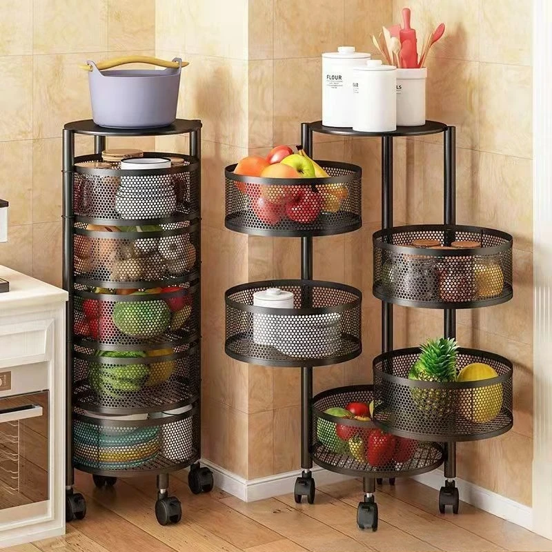 Kitchen Storage Rack No Assembly Required Multi-Tier Round Design Home Freestanding Storage Rack Carrello Medico Furniture