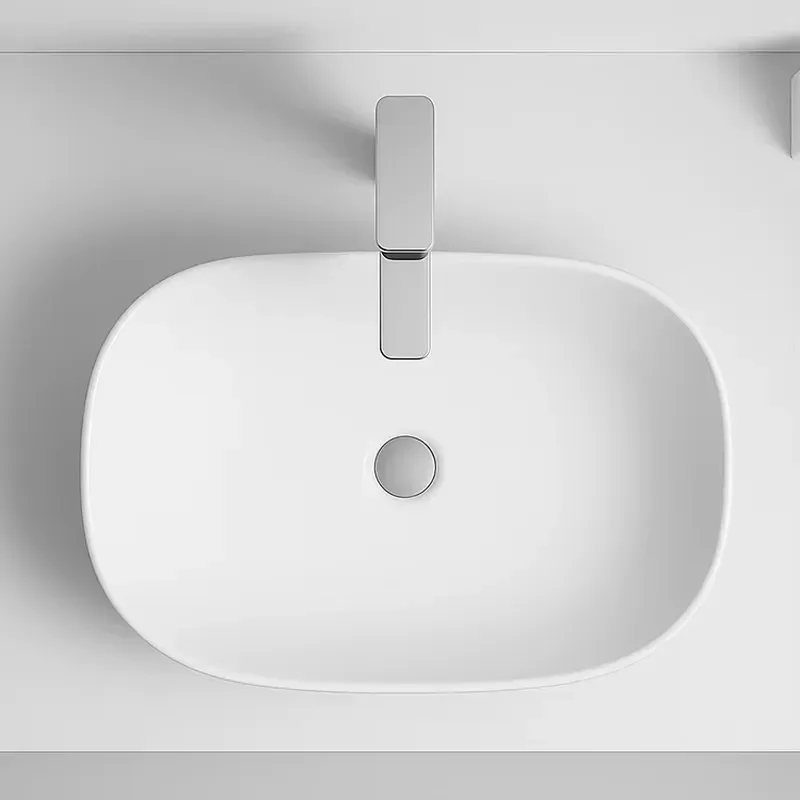 Modern White Ceramic Bathroom Sink Round Vessel Basin Stain Resistant Easy Clean Washbasin for Hotel Home Residential