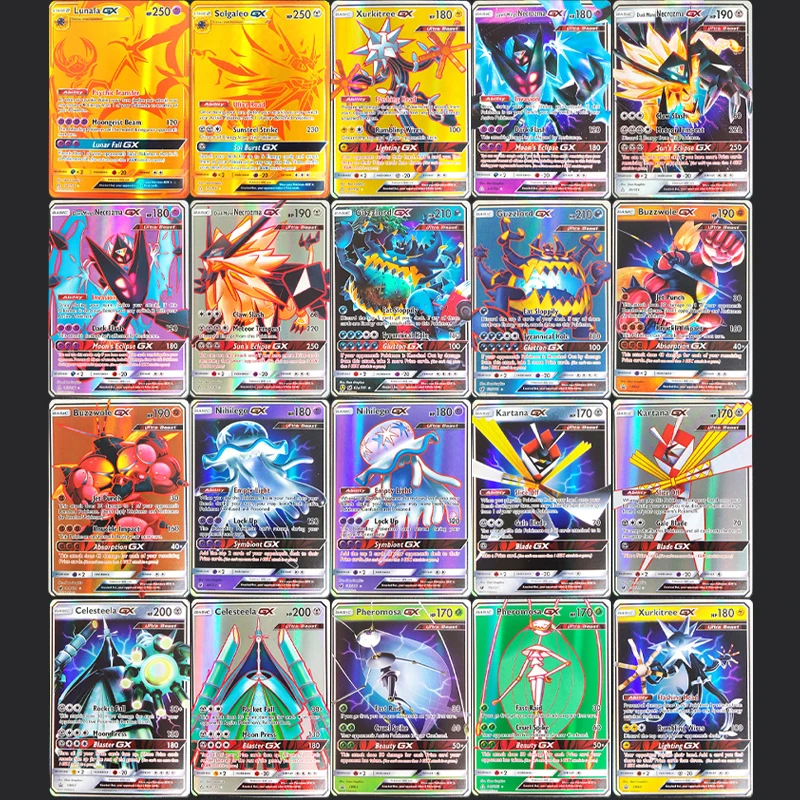 20 шт./компл. DIY PTCG английский Xurkitree Nih Baile Bronzwole Dusk Mane Necrozma Solgaleo Pheromosa GX Hobby Collection игрушка-флеш-карта