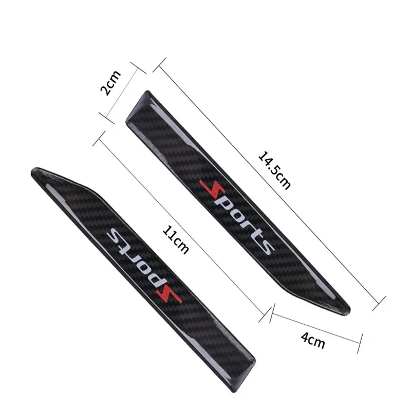 2PCS Car Exterior Body Stickers Sport Alphabet Carbon Fender Side Stickers Blade Wing Modification Exterior Protection Stickers