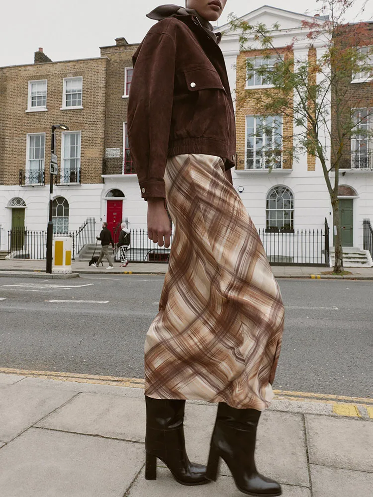 Ele Faionable Seidensatin-Midirock für Damen, Neuankömmling, Winter 2025, Stretch-Taille, Design, Bühnenkostüm, traditionelles Hanfu