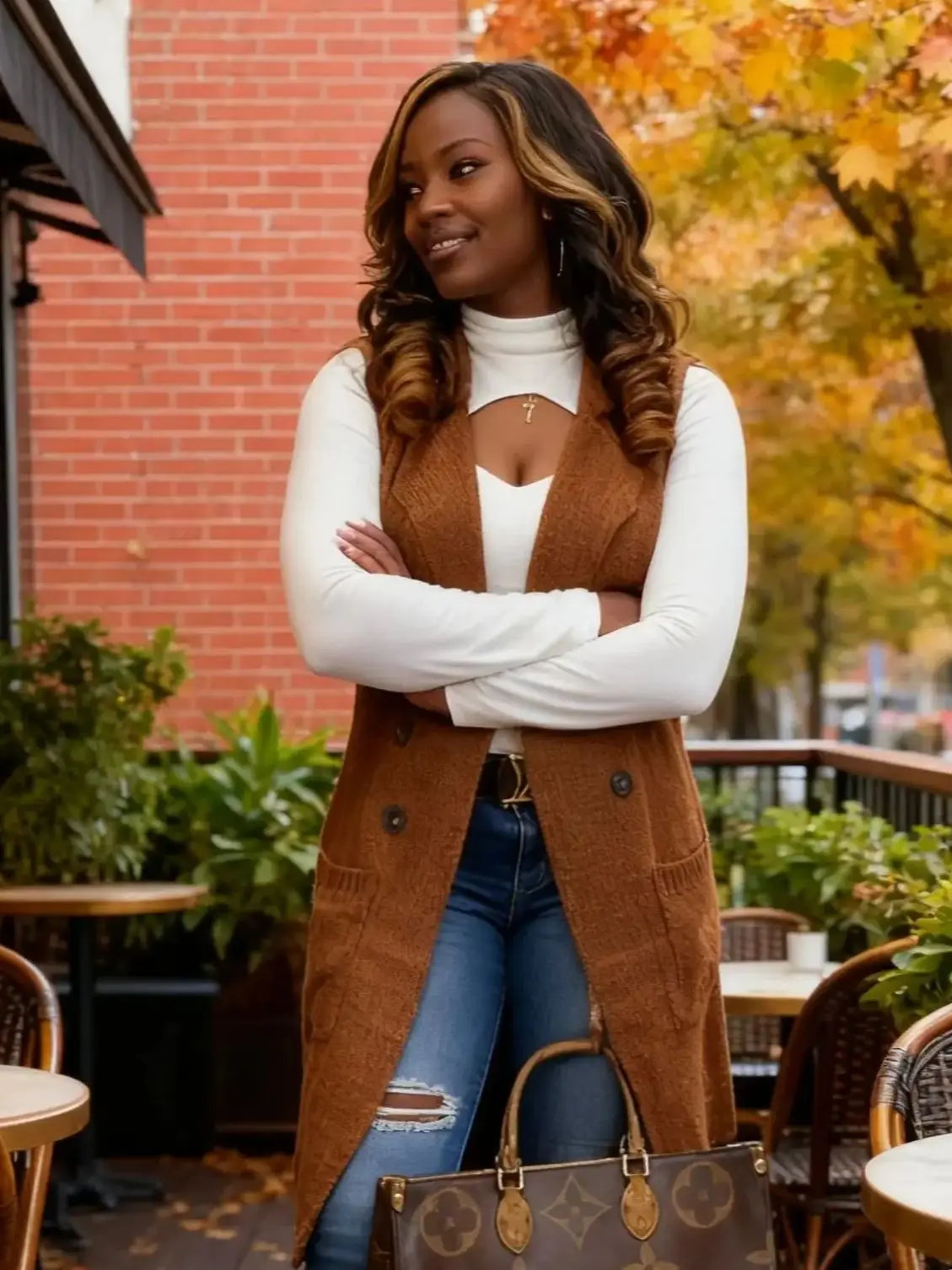 

Women's Elegant Long Button-Front Cardigan Sweater Coat - Beige Jacket for Fall/Winter, Office, Parties, Everyday - Non-Transpar