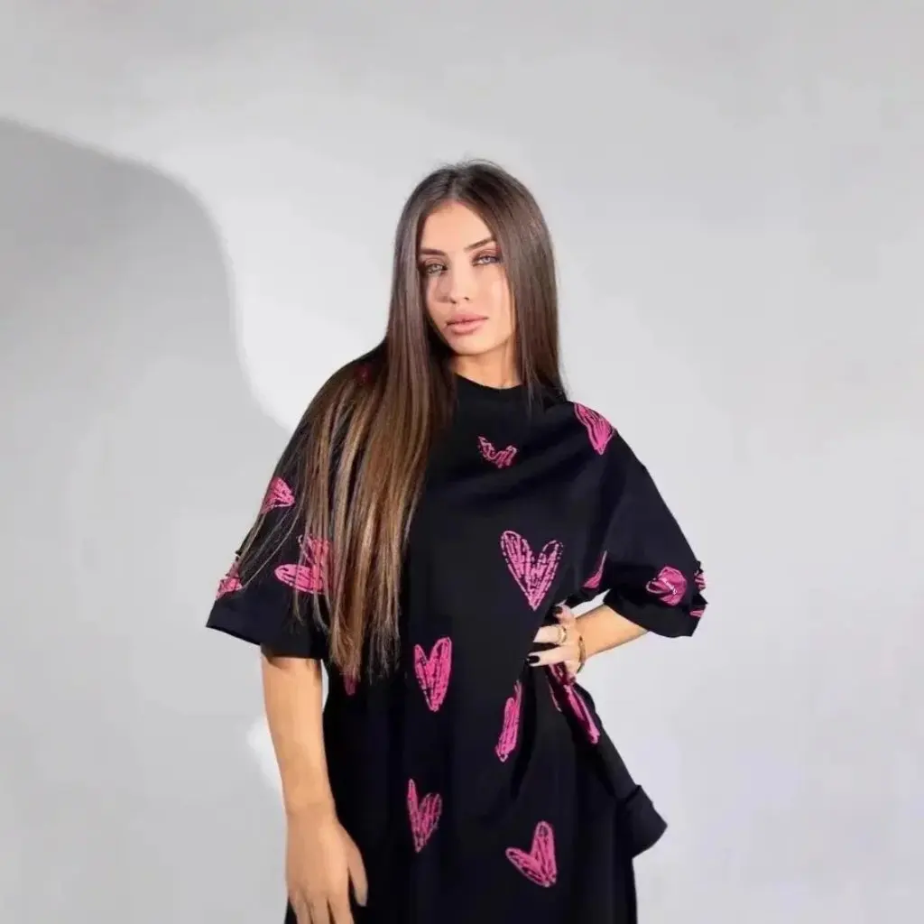 

Летняя стильная свободная футболка с короткими рукавами, индивидуальный принт «Любовь», модный женский модный топ из чистого хлопка в американском стиле