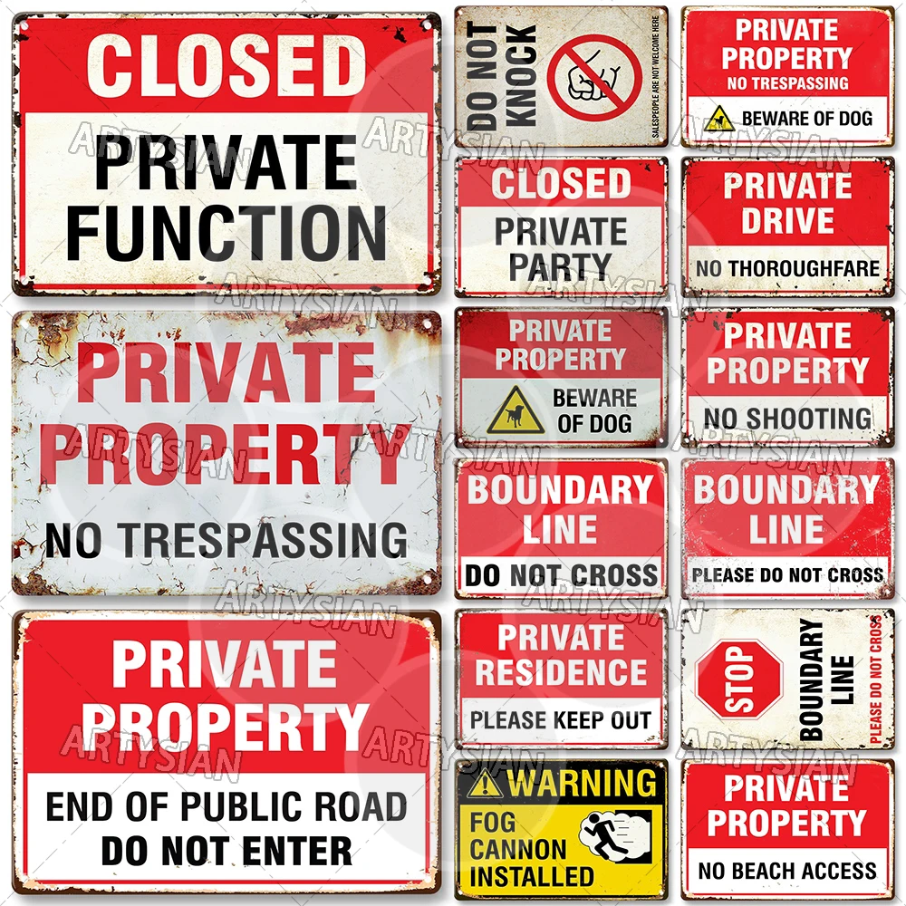 No Trespassing Plaque Private Property Waring Metal Sign Private Road Keep Out No Right of Way Do Not Knock Stop No Salespeople