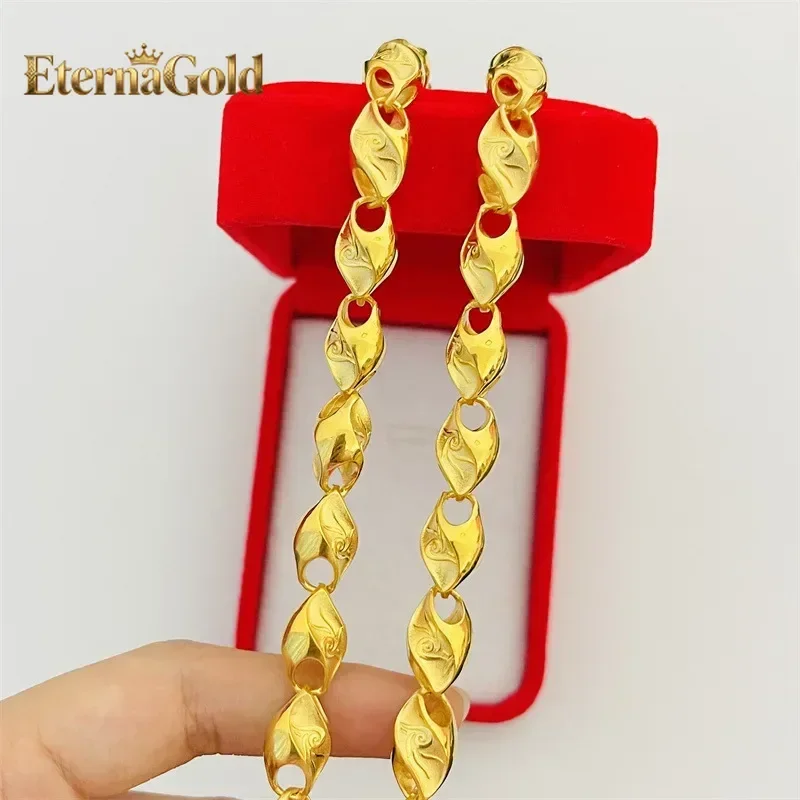 

EternaGold Luxury and domineering 9999 24K real gold jewelry phoenix pattern wheat necklace fashion men and women wear gold cha