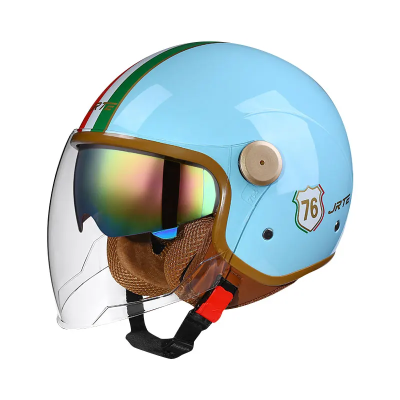 

Retro Vintage Open Face Motorcycle Helmets Moto Jet Helmet Men Women Long Dark Lens DOT Unisex 3/4 Half Helm Cascos Para Motos
