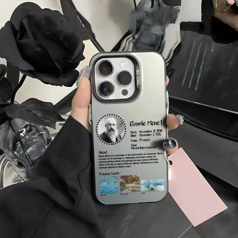كلود مونيه النفط اللوحة جراب هاتف آيفون 17 16 15 14 13 12 11 زائد برو ماكس متعدد الألوان أورورا الليزر للصدمات فوندا غطاء
