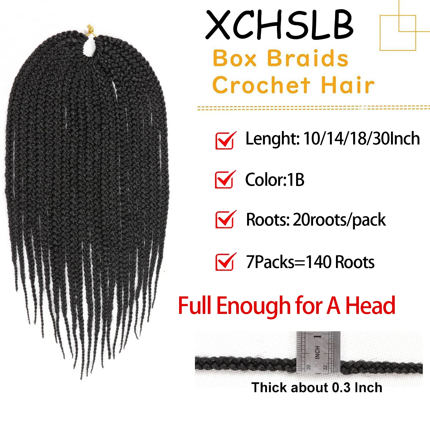 Pre‑Looped 18 Inch Goddess Box Braids Crochet Hair Synthetic Braiding Hair Extensions For Women, Daily, Party, Festival Use