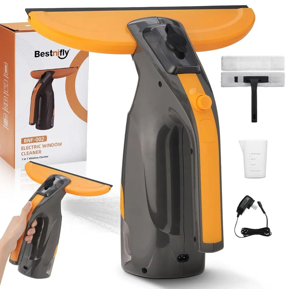 

Cordless 3-in-1 Electric Window Cleaner: Squeegee with Spray & Suction for Glass, Mirrors, Cars, and More