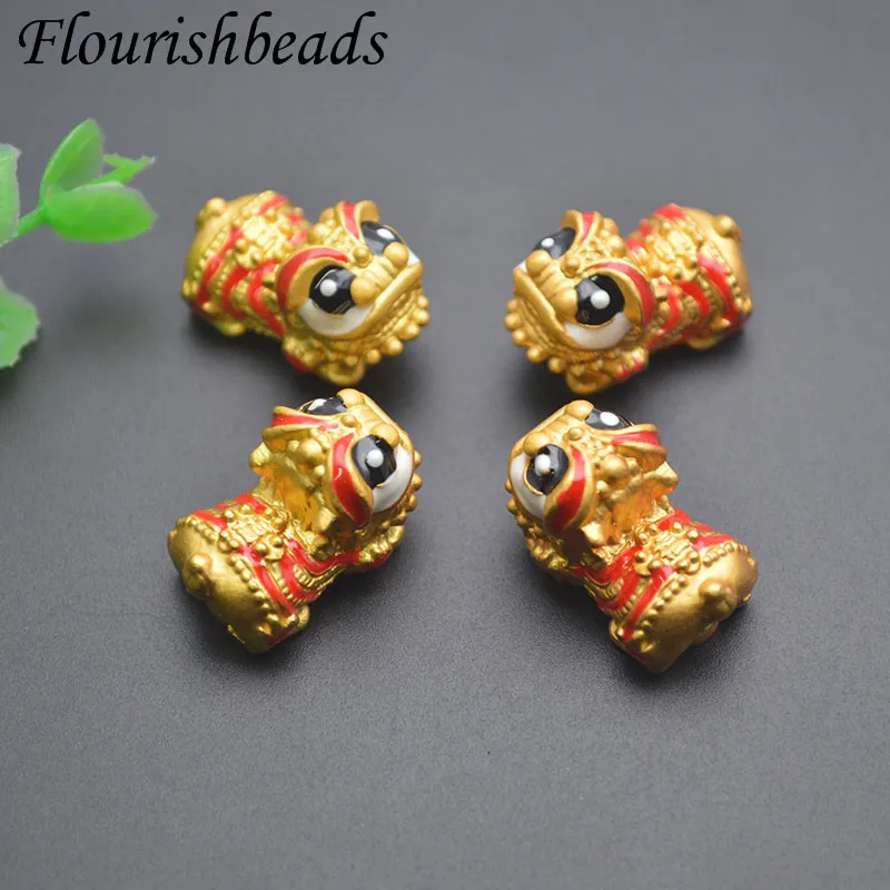 

18k Frosted Gold Cute Enamel Small Tiger Shape Through Hole Loose Beads DIY Jewelry Pendant Necklace Accessories