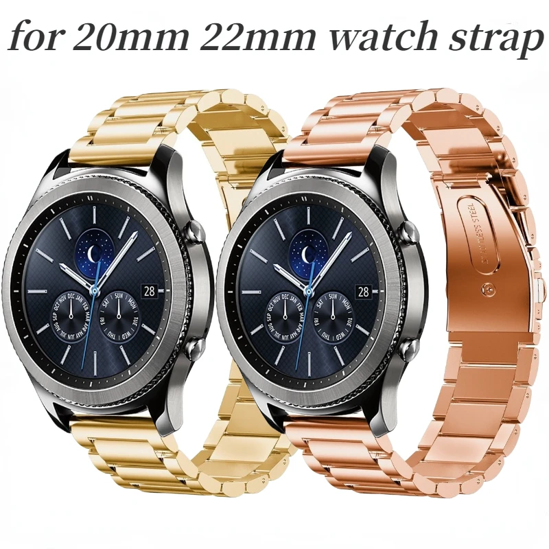 

20mm 22mm Stainless steel Strap For Huawei Watch 4-3 GT3 Metal Bracelet band Samsung Watch 6/5/4/3 Gear S3 For Amazfit GTR4/GTS4