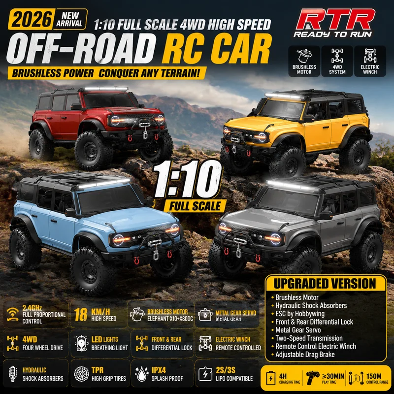 New R1001 Upgraded Version Dumbo1:10 Series Remote Control Car Full Scale 4wd Brushless Motor Climbing With Winch Model Car Toys